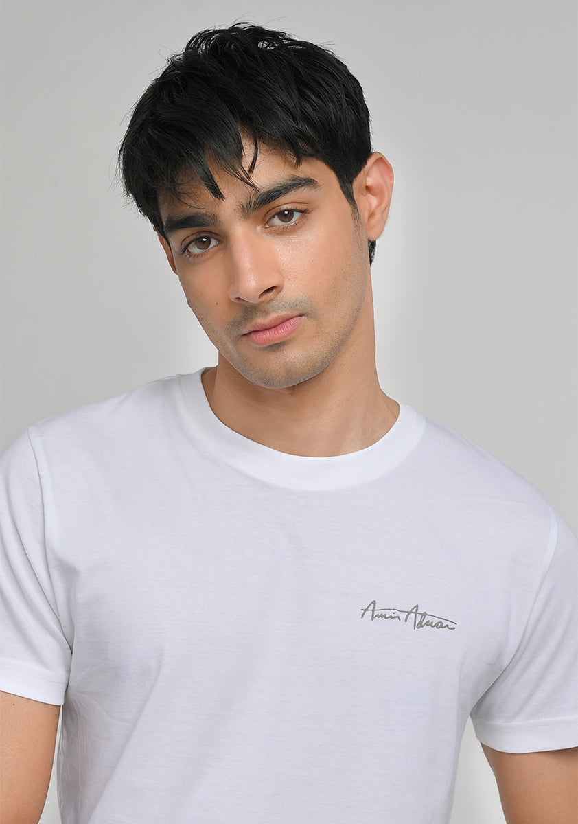 Jersey Round Neck White T-Shirt