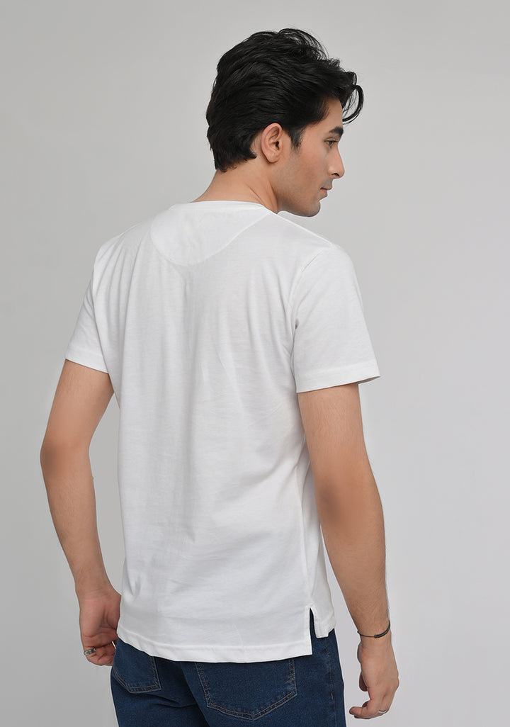 Jersey Round Neck White T-Shirt