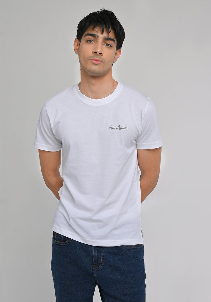 Jersey Round Neck White T-Shirt