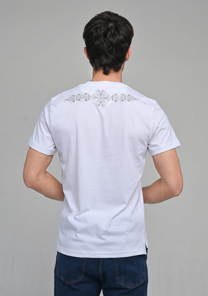 Jersey Round Neck White T-Shirt