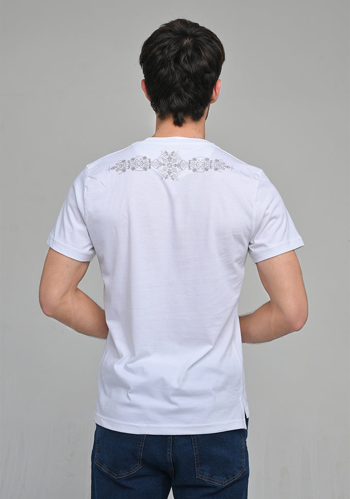 Jersey Round Neck White T-Shirt