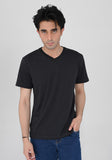 Basic Jersey V Neck Black T-Shirt