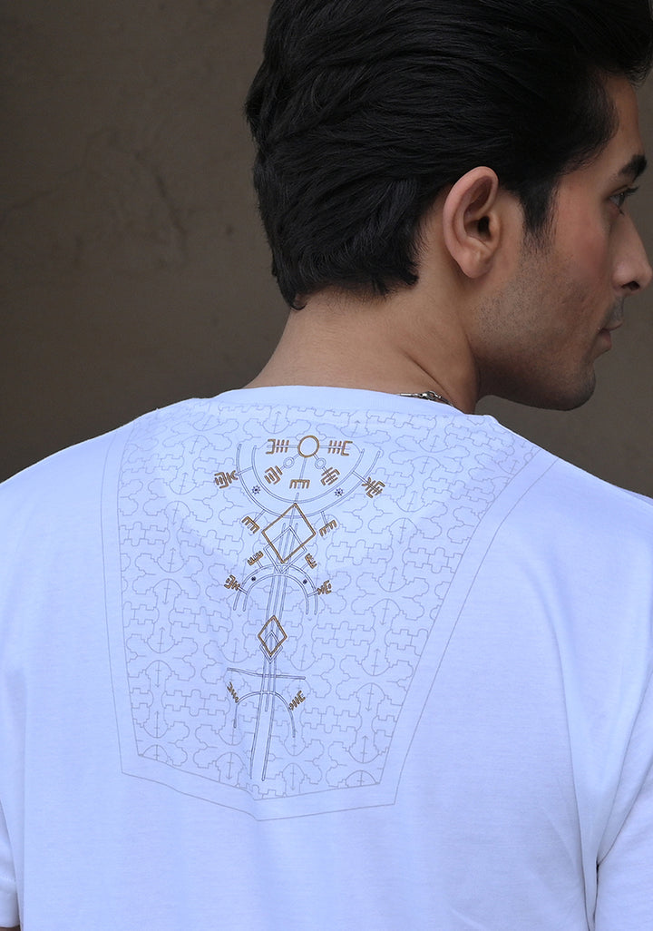 Jersey V Neck White T-Shirt