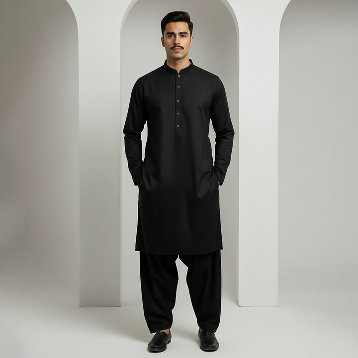 Basic Poly Viscose Black Slightly Defected Slim Fit Suit