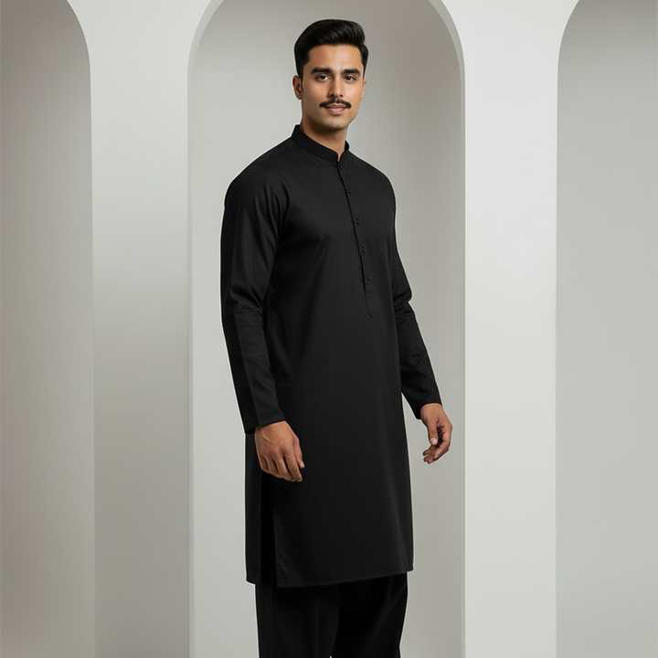 Basic Poly Viscose Black Slightly Defected Slim Fit Suit