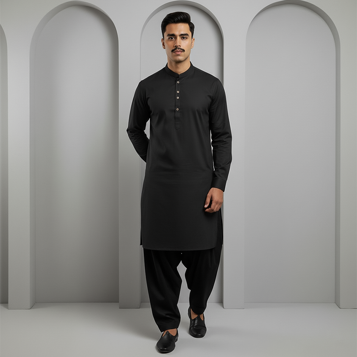 Basic Poly Viscose Black Slightly Defected Slim Fit Suit