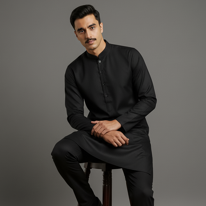 Basic Poly Viscose Black Slightly Defected Slim Fit Suit