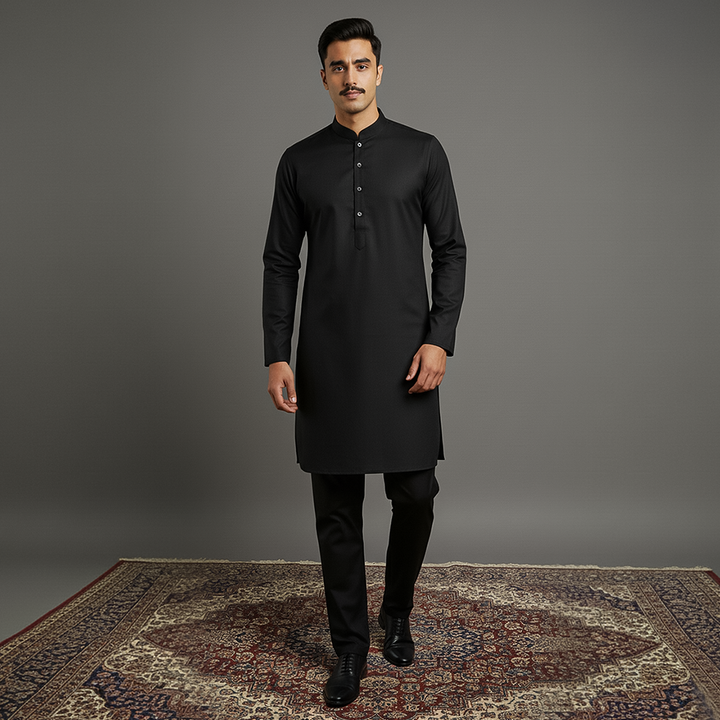 Basic Poly Viscose Black Slightly Defected Slim Fit Suit