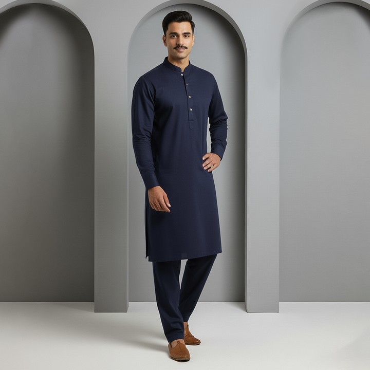 Basic Poly Viscose Blue Slightly Defected Slim Fit Suit