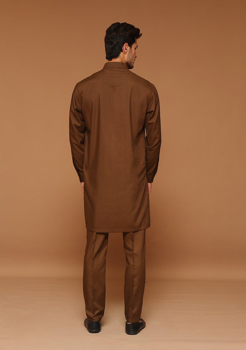 Poly Viscose Coffee Liqueur  Slim Fit Suit
