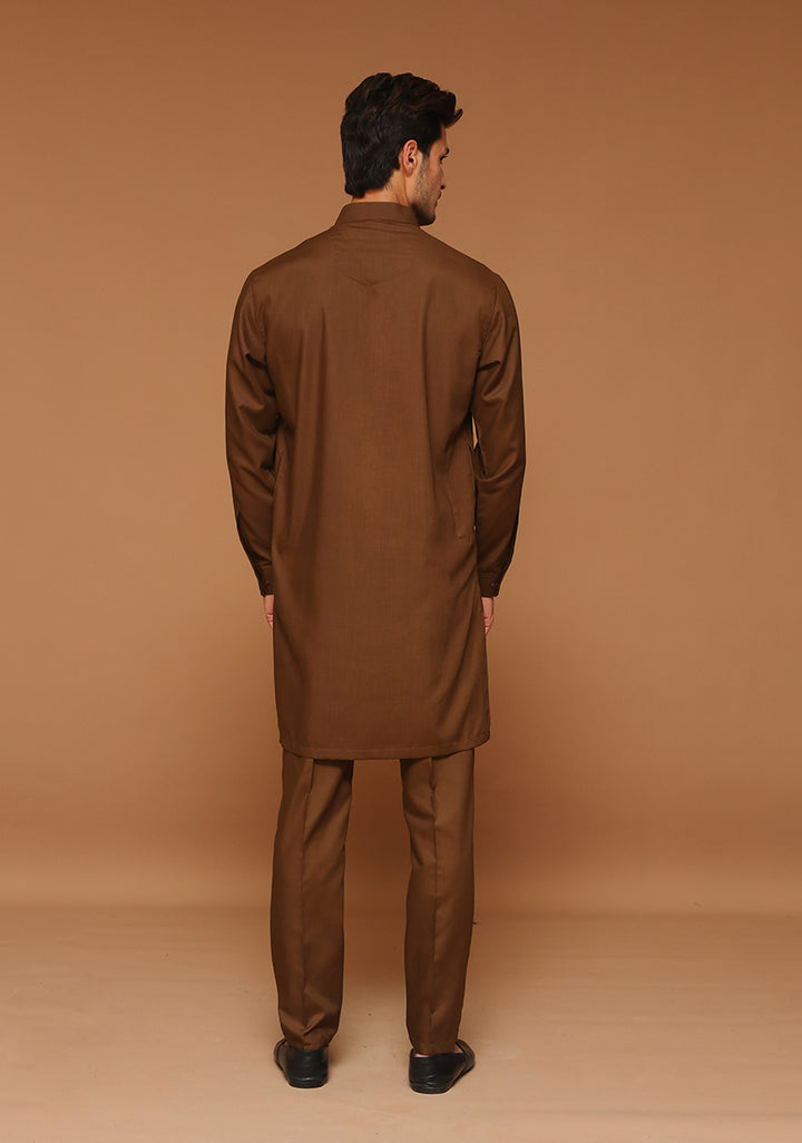 Poly Viscose Coffee Liqueur  Slim Fit Suit