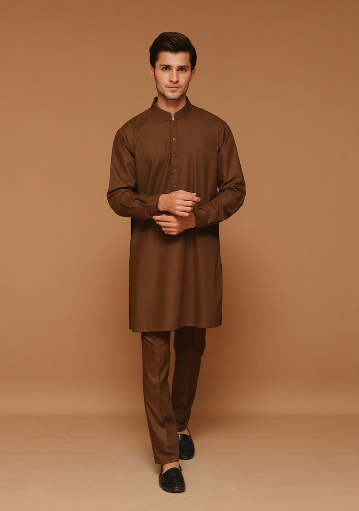 Poly Viscose Coffee Liqueur  Slim Fit Suit