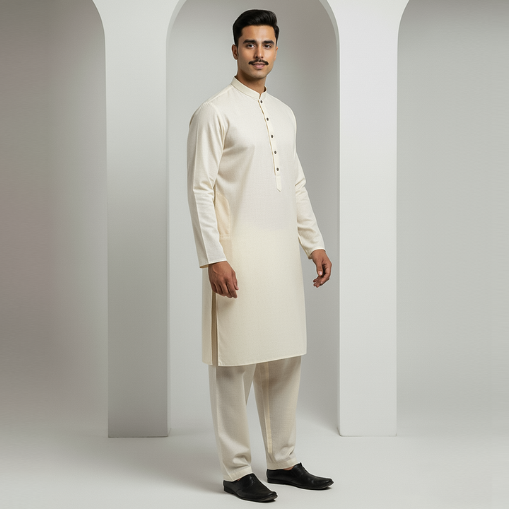Basic Poly Viscose Cream Slightly Defected Classic Fit Suit
