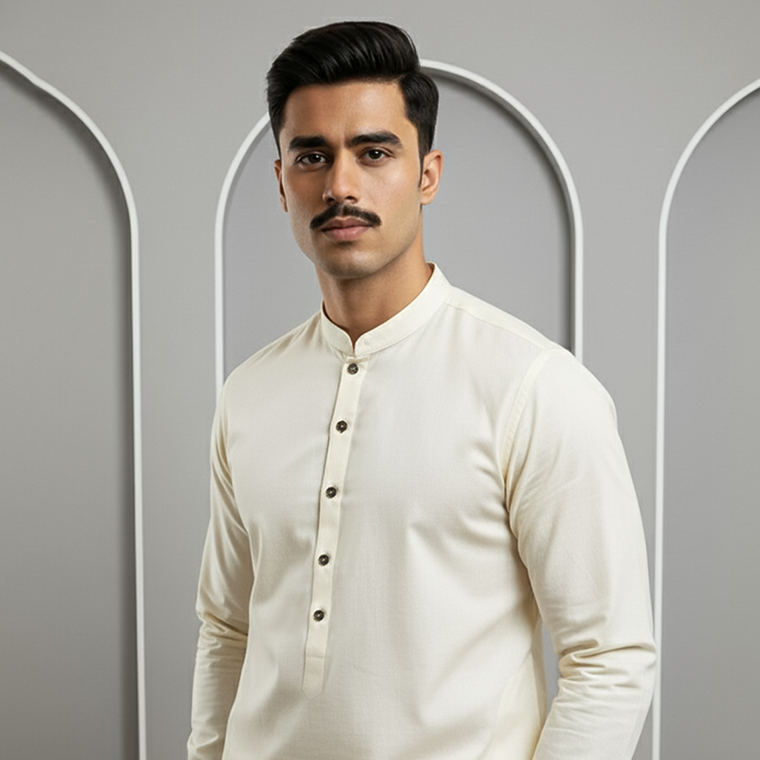 Poly Viscose Cream Slightly Defected Classic Fit Suit