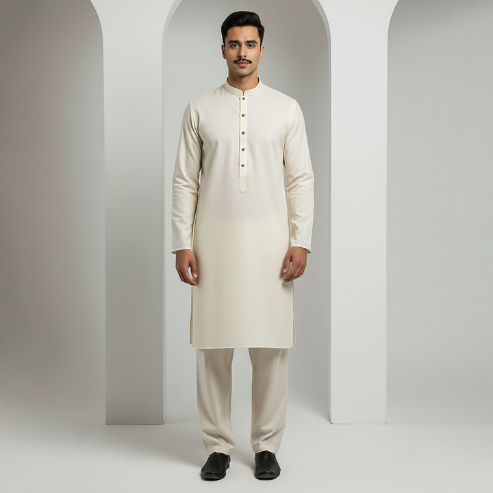 Basic Poly Viscose Cream Slightly Defected Classic Fit Suit