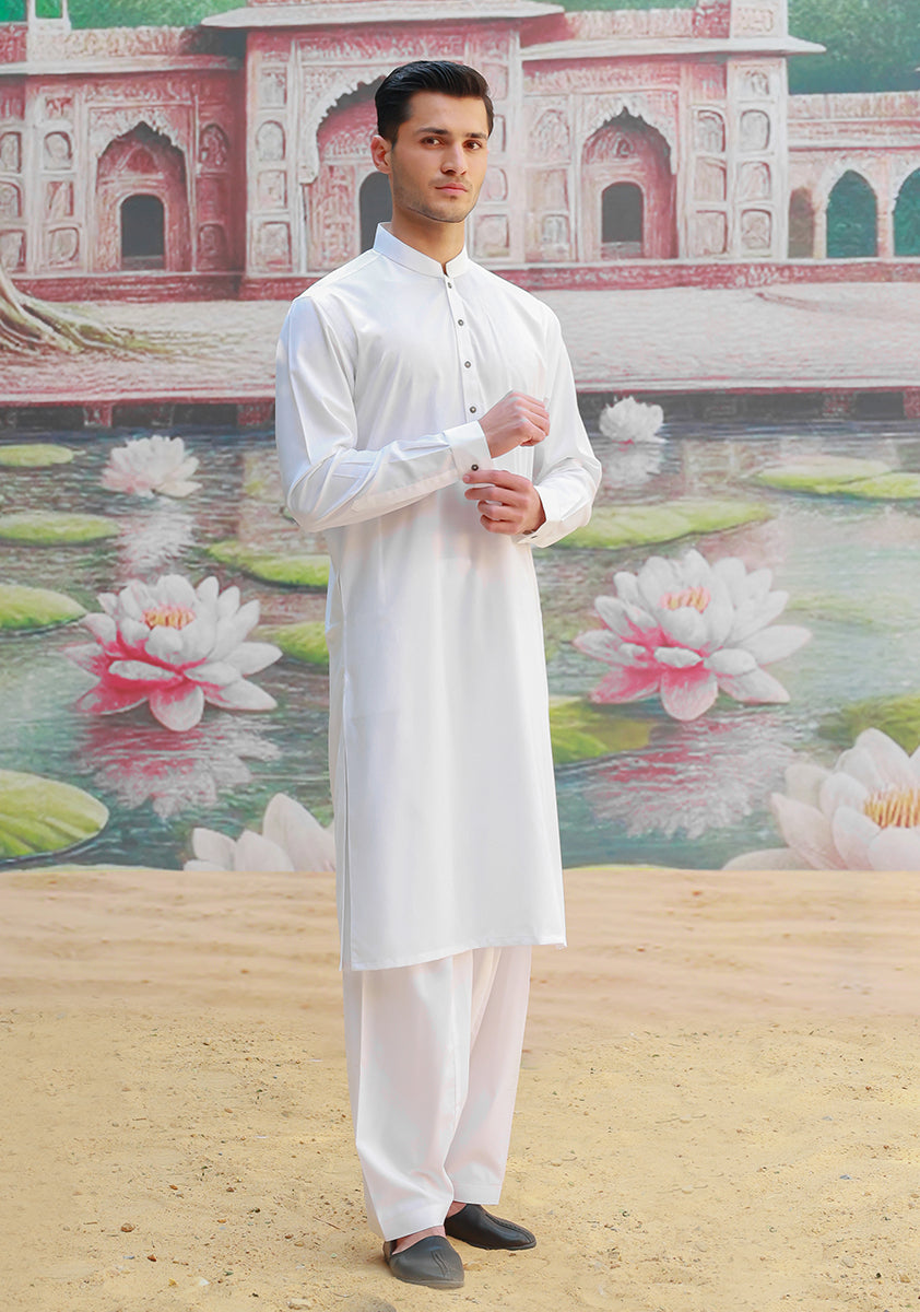 PV Maluki Cloud Dancer Slim Fit Plain Kameez Shalwar