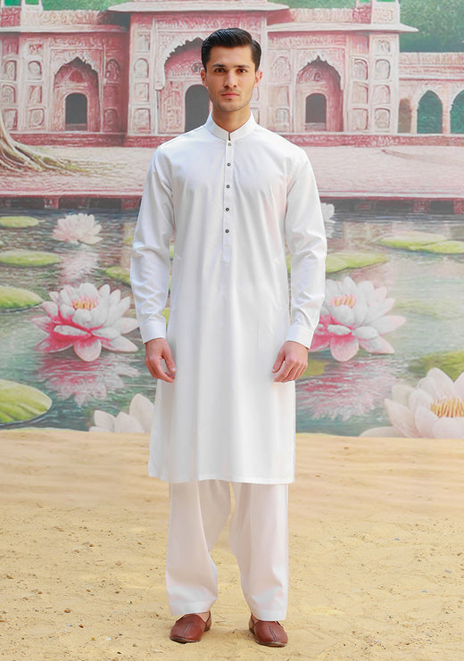 PV Maluki Cloud Dancer Slim Fit Plain Kameez Shalwar