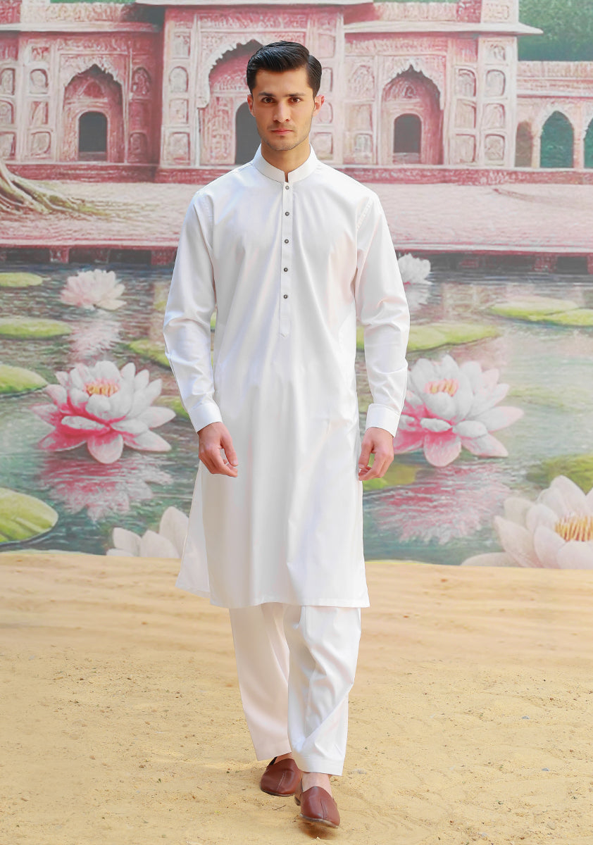 Poly Viscose Maluki Cloud Dancer Slim Fit Suit