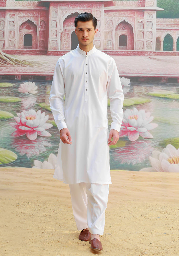 Poly Viscose Maluki Cloud Dancer Slim Fit Suit