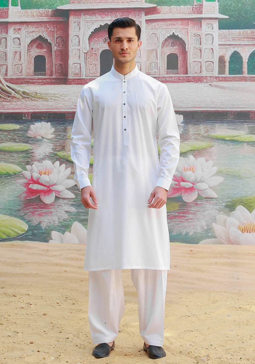 PV Maluki Cloud Dancer Slim Fit Plain Kameez Shalwar