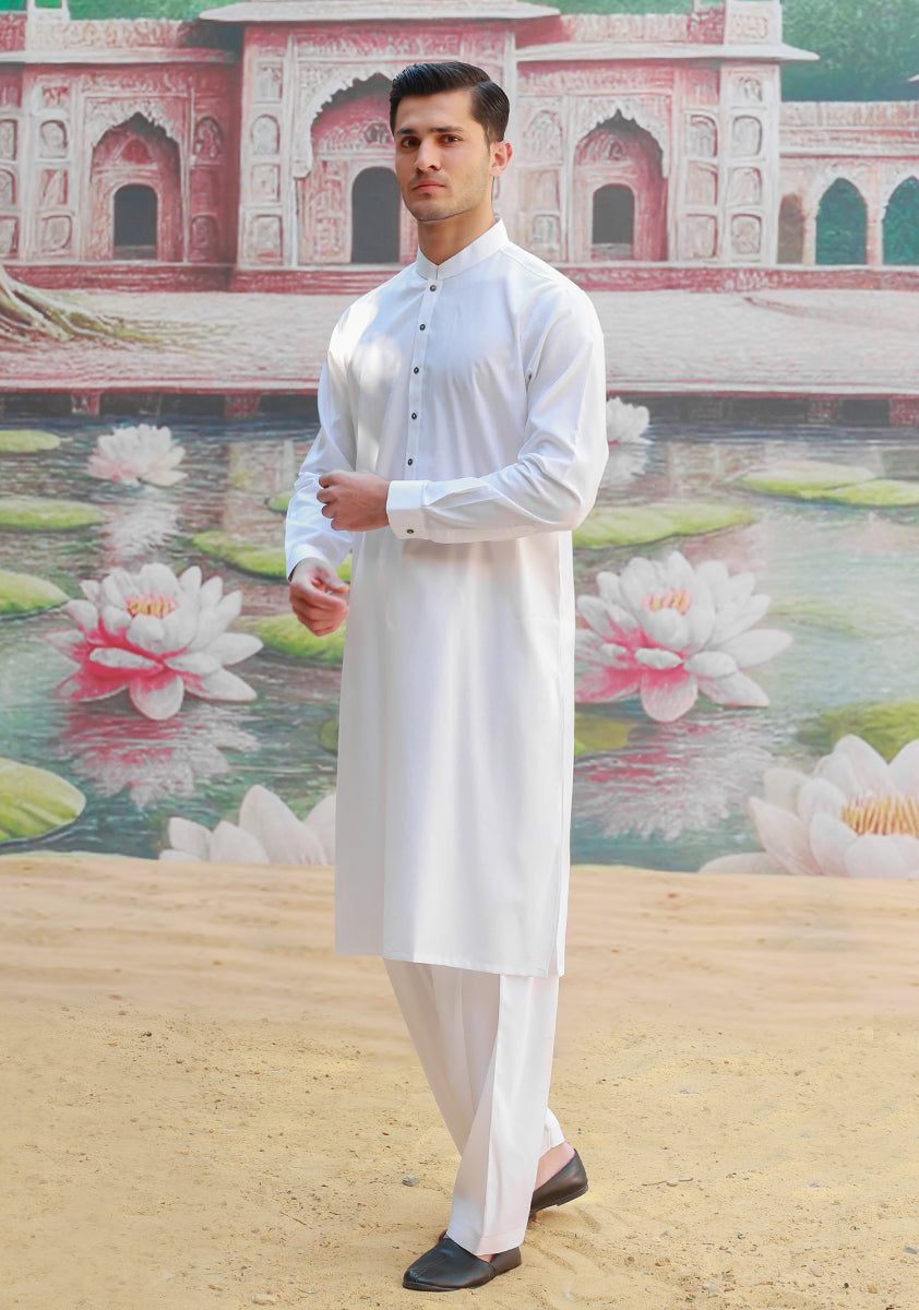 PV Maluki Cloud Dancer Slim Fit Plain Kameez Shalwar