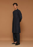 Basic Poly Viscose Maluki Dark Sapphire Slim Fit Embroidered Suit