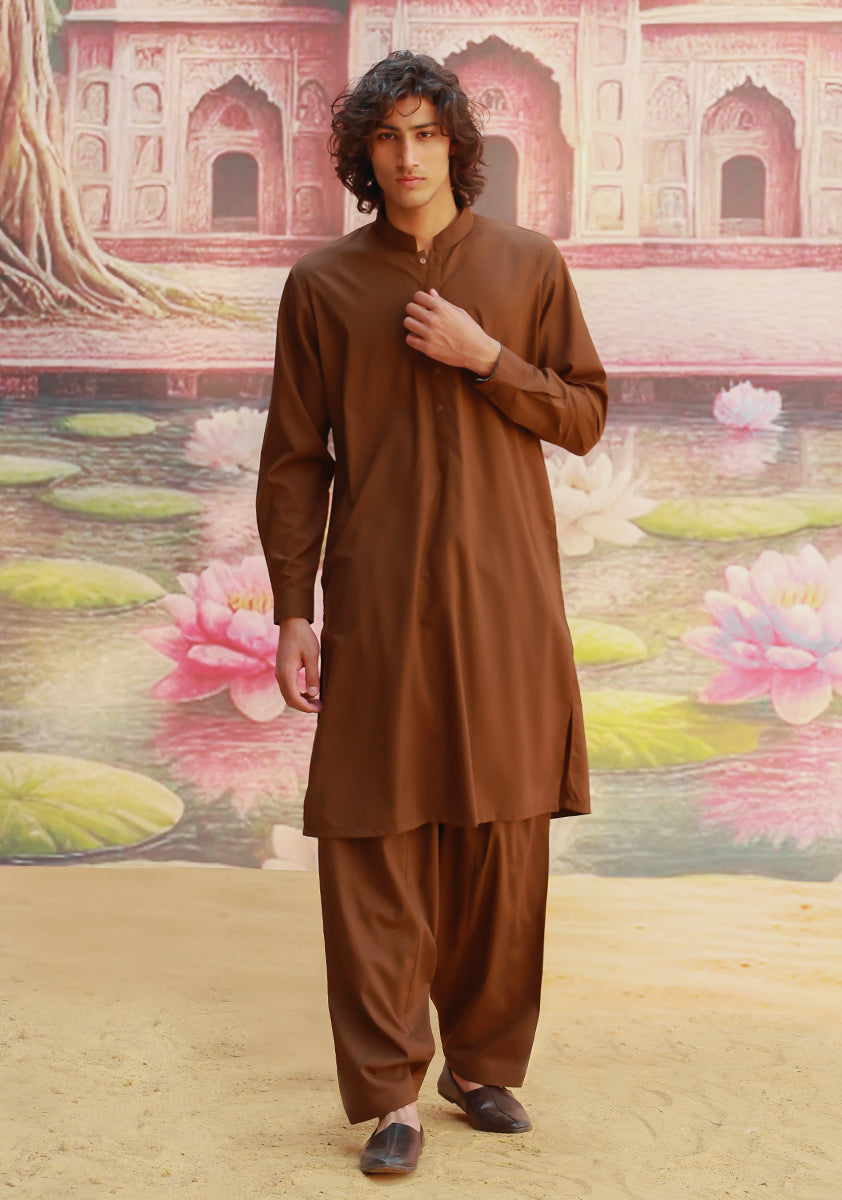 PV Maluki Desert Palm Classic Fit Plain  Kameez Shalwar