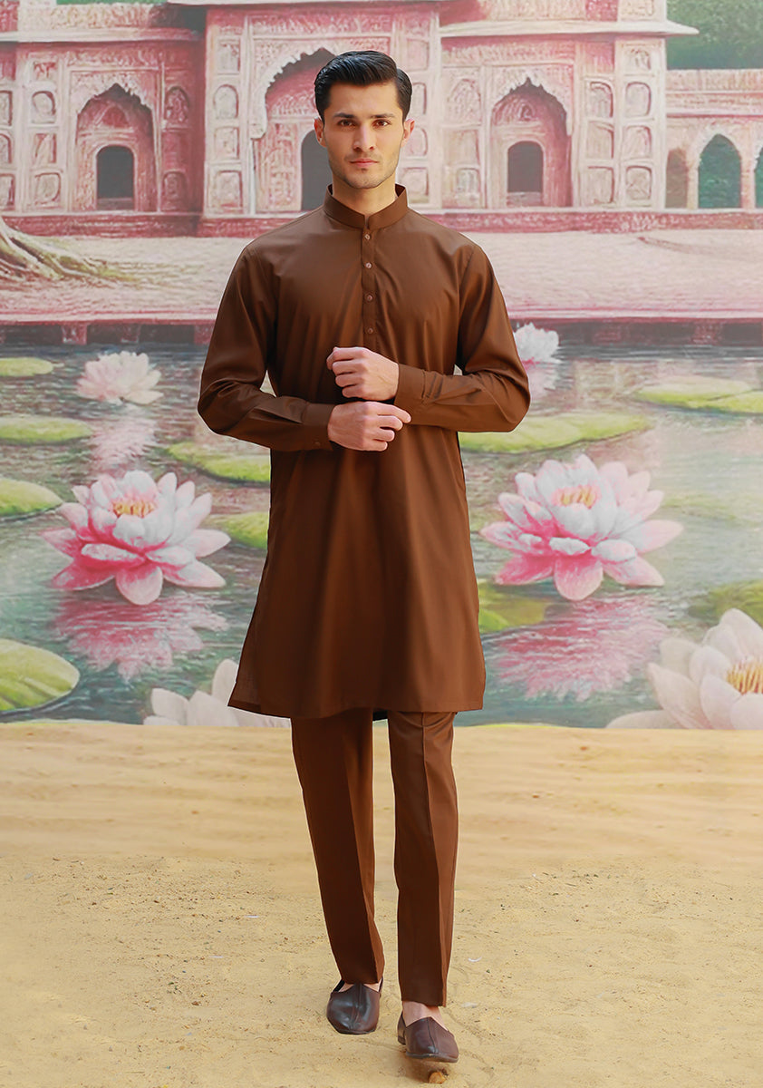 Poly Viscose Maluki Desert Palm Slim Fit Suit