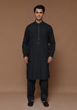 Basic Poly Viscose Maluki Ebony Classic Fit Embroidered Suit