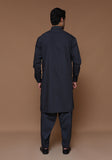 Basic Poly Viscose Maluki Ebony Slim Fit Embroidered Suit