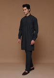 Basic Poly Viscose Maluki Ebony Slim Fit Embroidered Suit