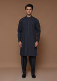 Basic Poly Viscose Maluki Ebony Slim Fit Embroidered Suit