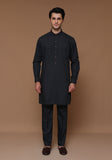 Basic Poly Viscose Maluki Ebony Slim Fit Embroidered Suit