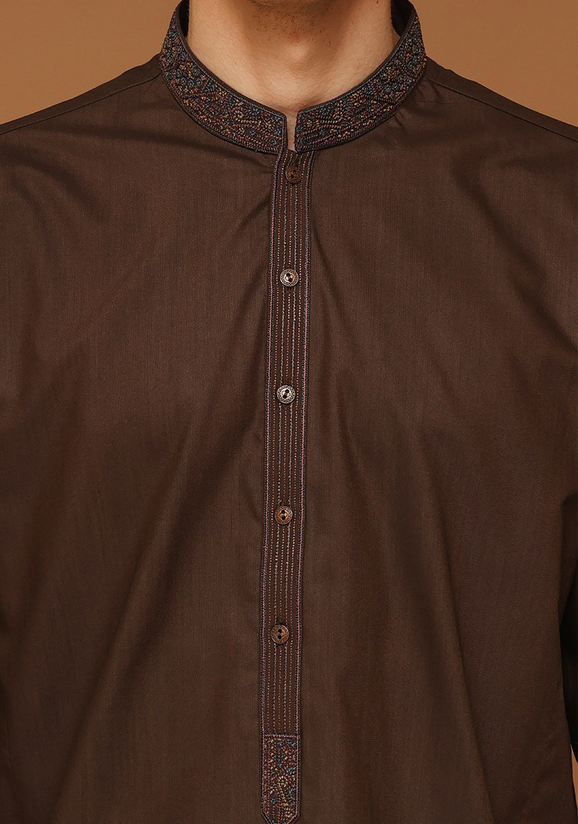 Basic Poly Viscose Maluki Java Slim Fit Embroidered Suit