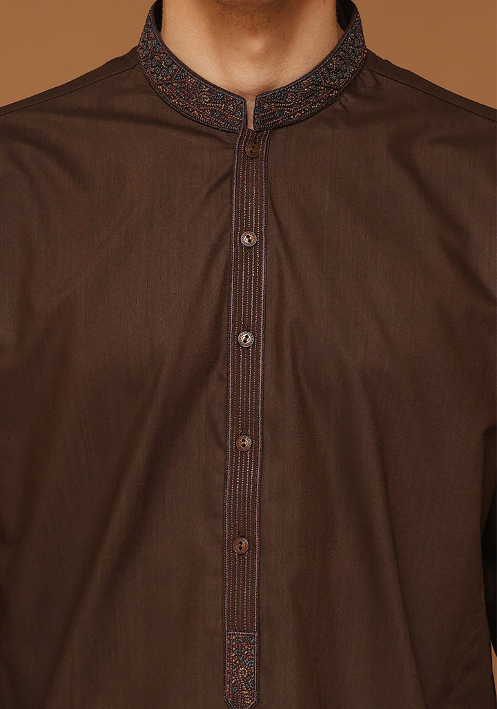 Basic Poly Viscose Maluki Java Slim Fit Embroidered Suit