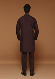 Basic Poly Viscose Maluki Seal Brown Slim Fit Embroidered Suit