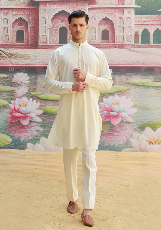 PV Maluki Vanilla Ice  Slim Fit Plain Kurta Pajama