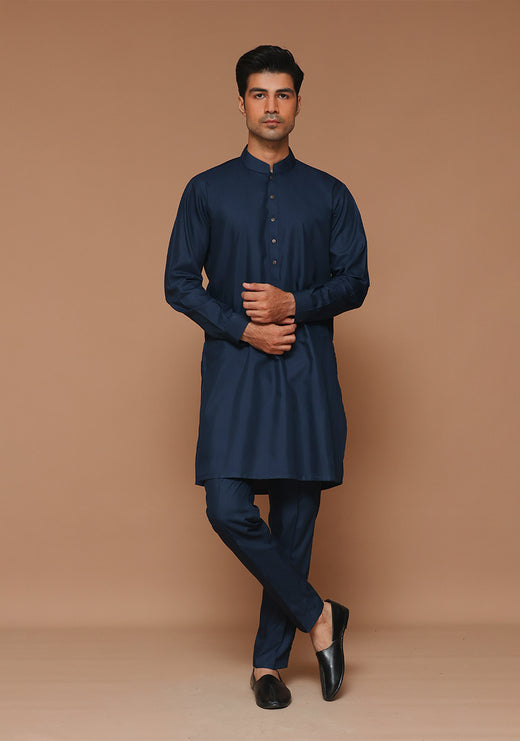 PV Moonlight Ocean Slim Fit Plain Kurta Pajama