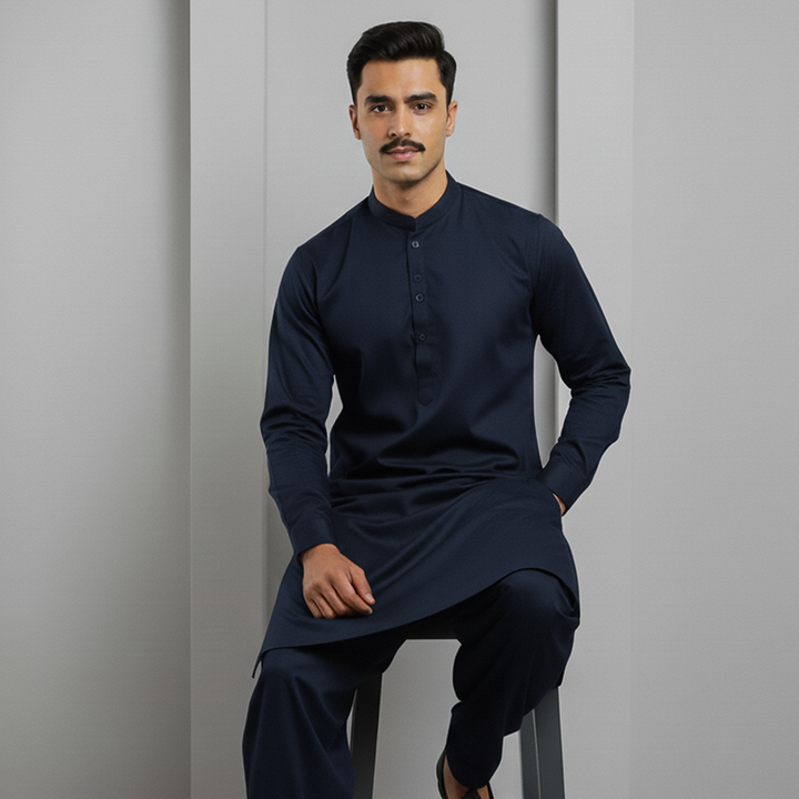 Basic Poly Viscose Navy Blue Slightly Defected Slim Fit Suit