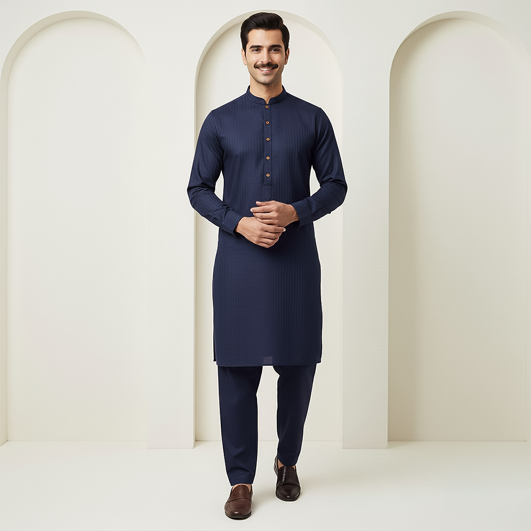 Basic Poly Viscose Outer Space Slightly Defected Slim Fit Suit – Amir Adnan