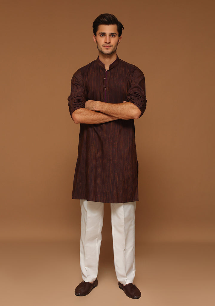 Basic Poly Viscose Plum Prefect Slim Fit Kurta