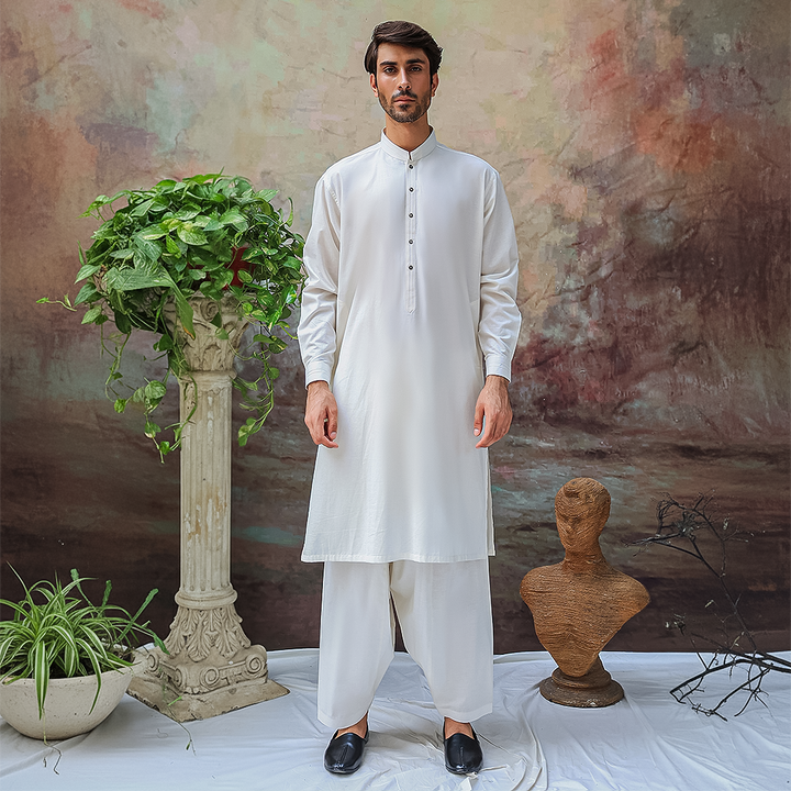 Basic Poly Viscose White  Slightly Defected Slim Fit Suit