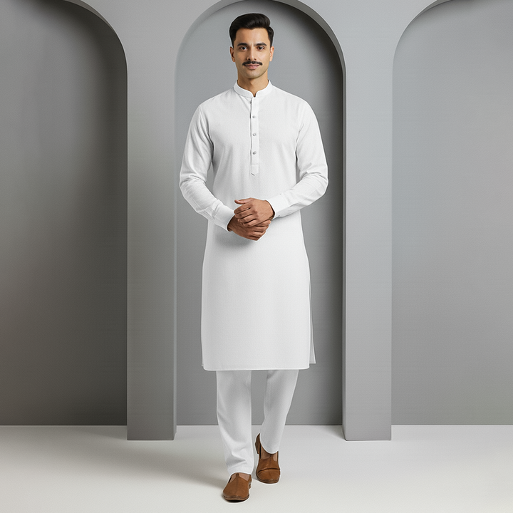 Basic Poly Viscose White Slightly Defected Classic Fit Suit