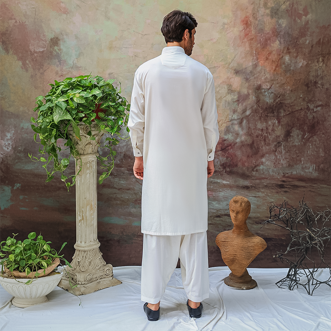 Basic Poly Viscose White  Slightly Defected Slim Fit Suit