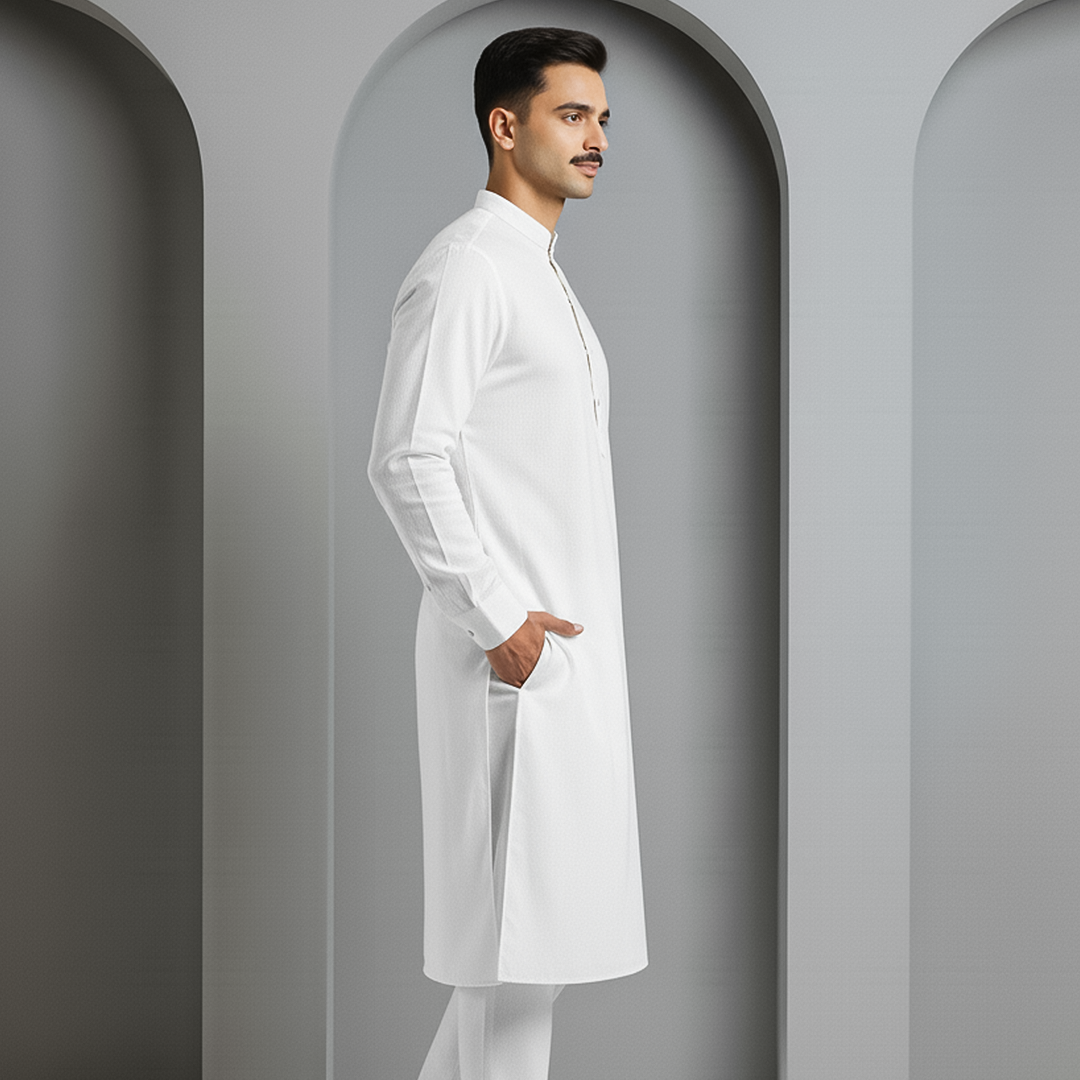 Basic Poly Viscose White Slightly Defected Classic Fit Suit