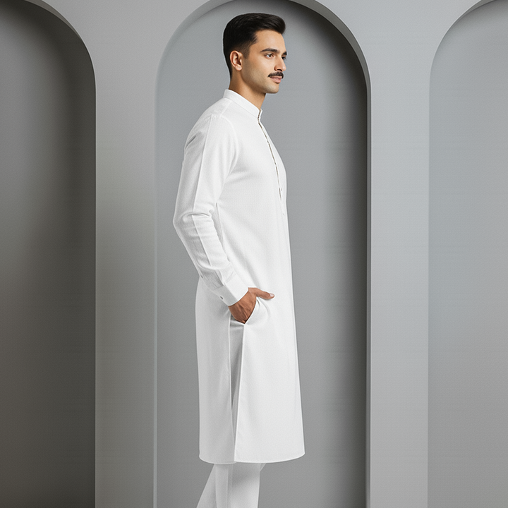 Basic Poly Viscose White Slightly Defected Classic Fit Suit