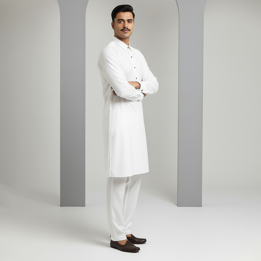 Basic Poly Viscose White Slightly Defected Slim Fit Suit