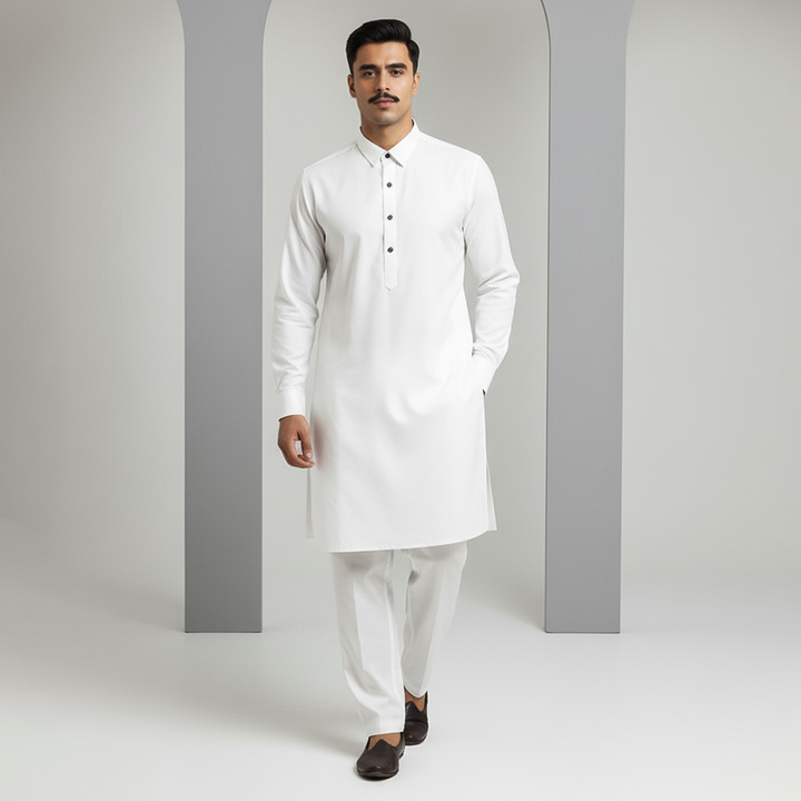 Basic Poly Viscose White Slightly Defected Slim Fit Suit