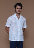 Basic Schiffli Cotton Cloud Dancer Cuban Shirt