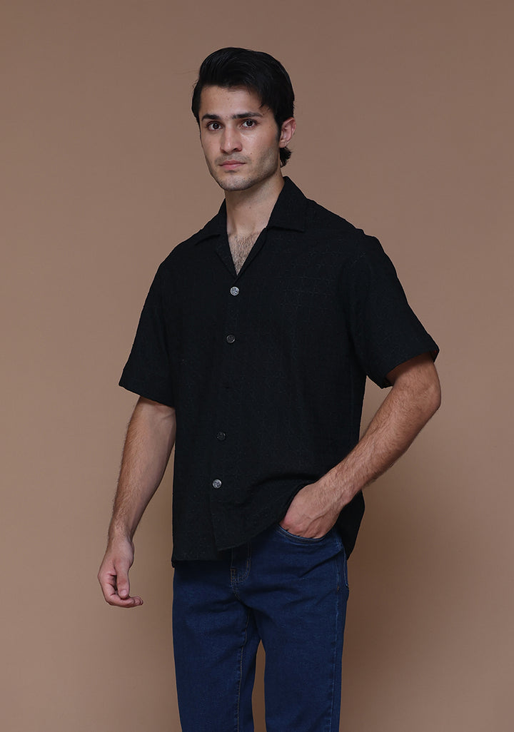 Schiffli Cotton Tap Shoe Cuban Shirt